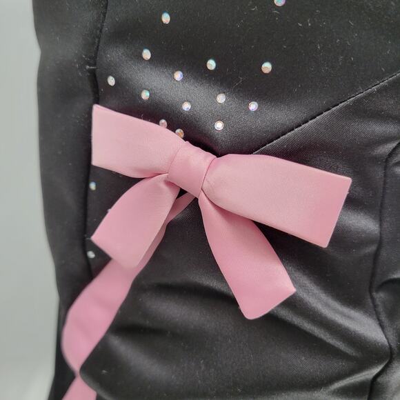 VTG Gunne Sax Jessica McClintock Gown 5/6 Black‎ Pink Satin Fairy Formal Dress - Picture 7 of 16
